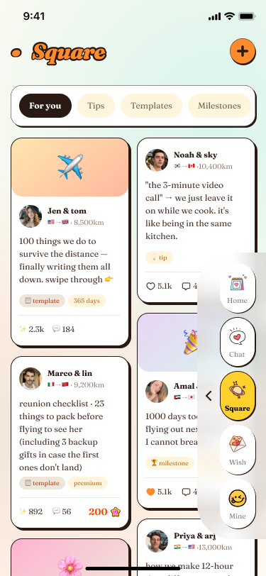 Square community screen